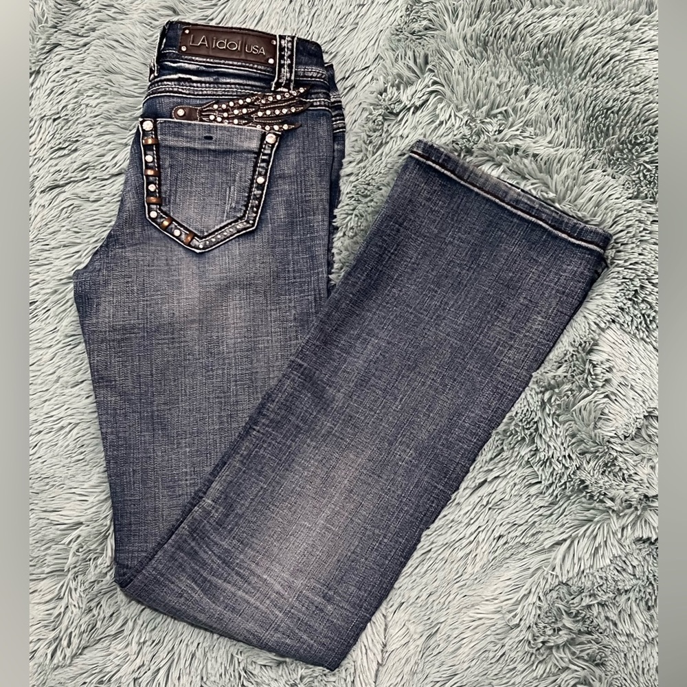 L.A. Idol USA  Blinged Wing Bootcut Jeans